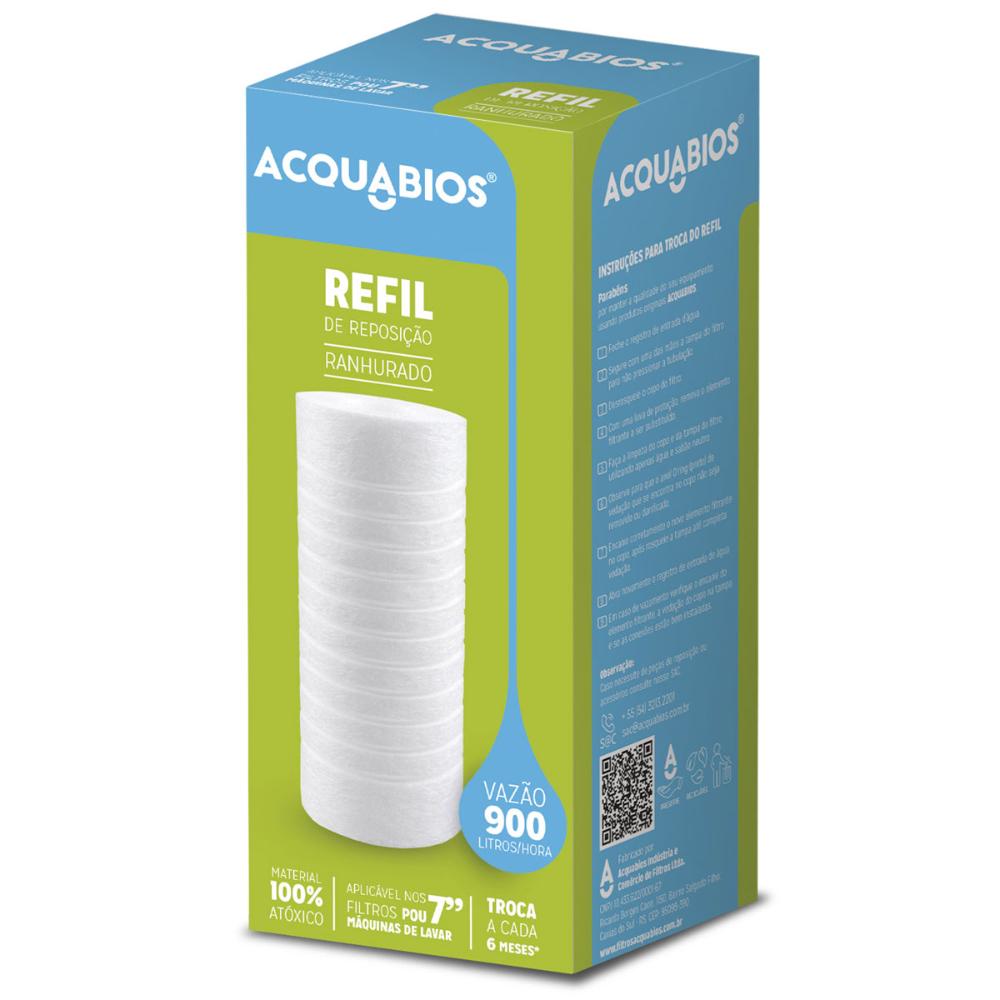 Kit 2 Refis Ranhurados de Reposição 7" Melt Blown para Filtro de Máquina de Lavar Maqlav Acquabios