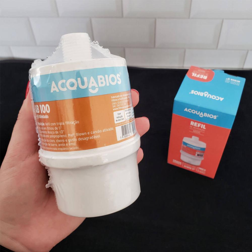 Refil AB 100 BR/TR Acqua 5' Reposição Filtros POU Blindado Tripla Filtração Acquabios