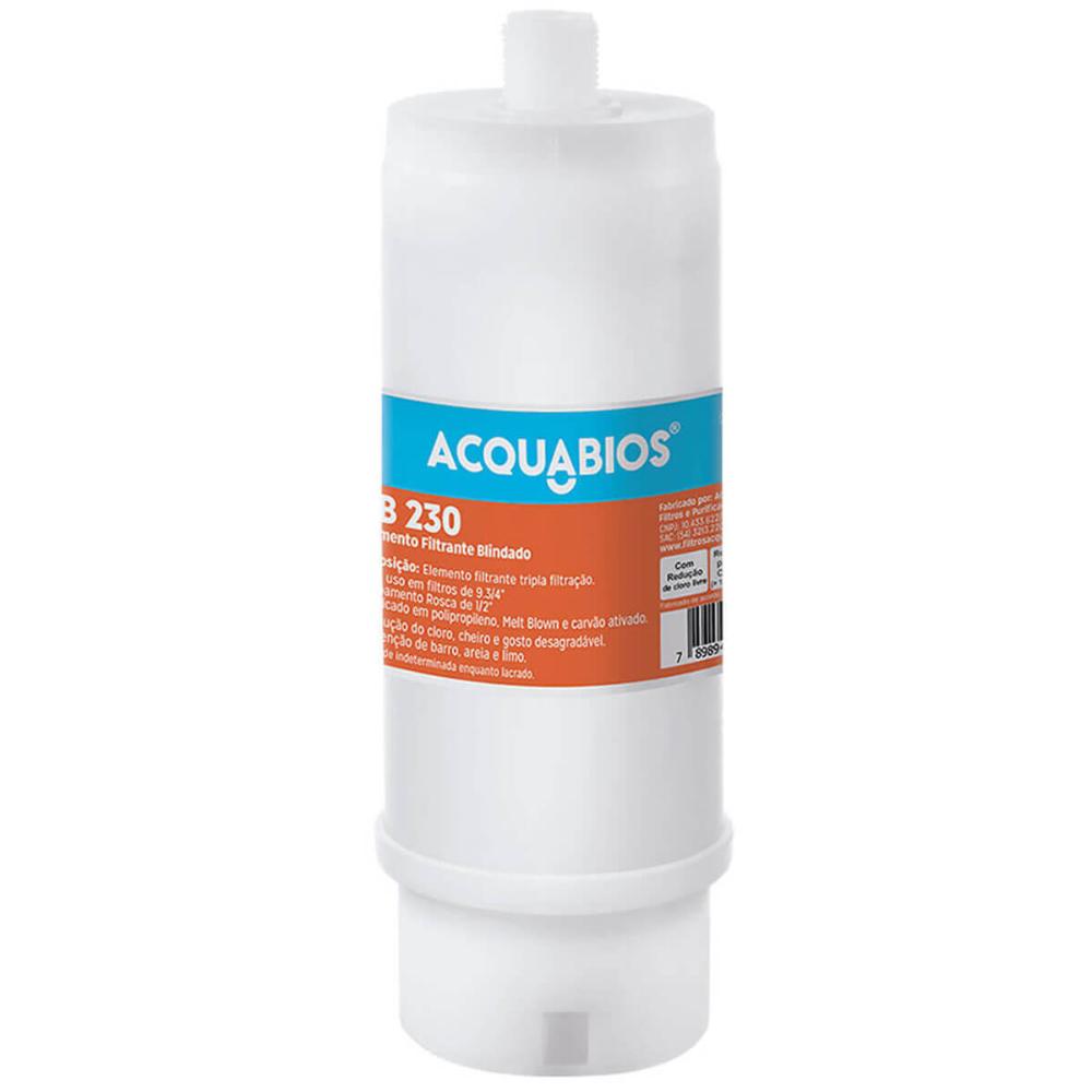 Refil AB230 de Reposição Filtro POU Acqua Tripla Filtração Carvão Ativo Acquabios 1/2'