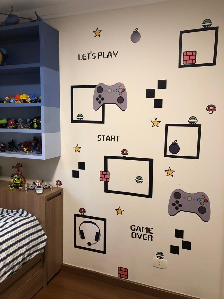 Adesivo de Parede Infantil Video Game - recortado para colar na parede como quiser