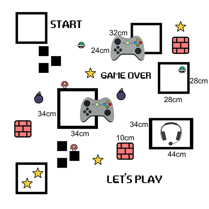 Adesivo de Parede Infantil Video Game - recortado para colar na parede como quiser