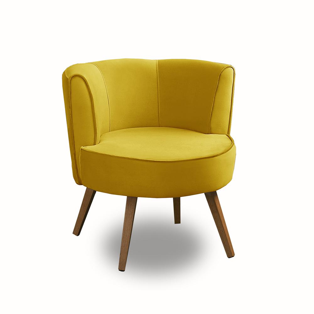 Kit 2 Poltronas Para Sala Decorativa Isa Suede Amarelo Adonai Estofados