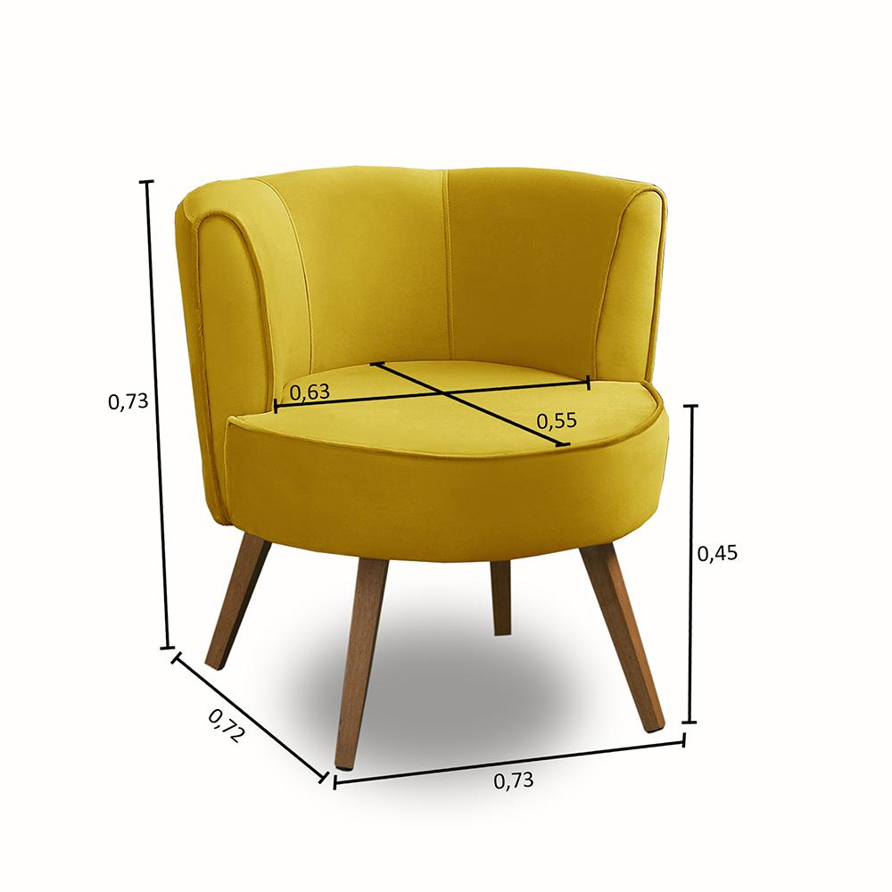 Kit 2 Poltronas Para Sala Decorativa Isa Suede Amarelo Adonai Estofados
