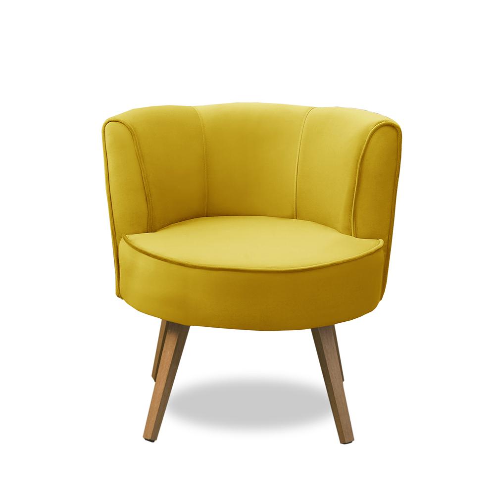 Kit 2 Poltronas Para Sala Decorativa Isa Suede Amarelo Adonai Estofados