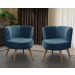 Kit 2 Poltronas Para Sala Decorativa Isa Suede Azul Adonai Estofados