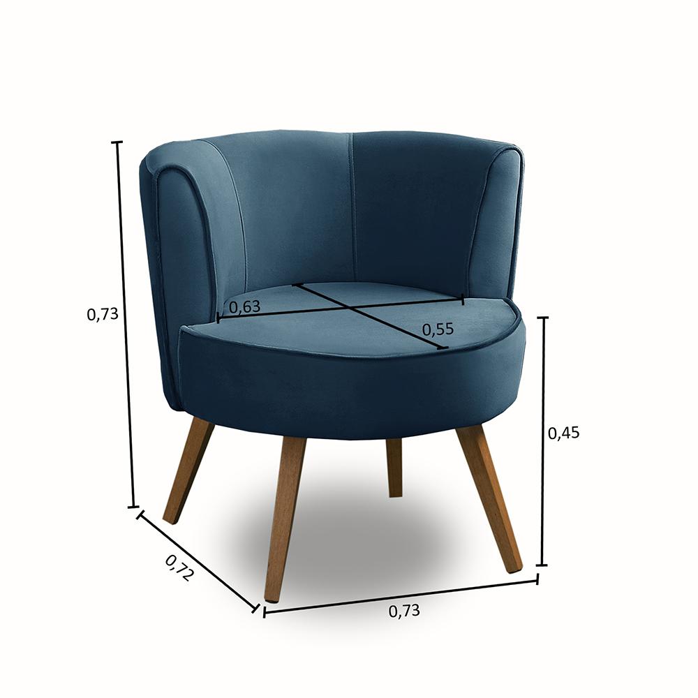 Kit 2 Poltronas Para Sala Decorativa Isa Suede Azul Adonai Estofados
