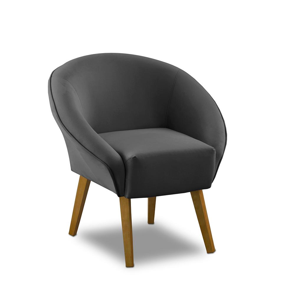Kit 2 Poltronas Para Sala Decorativa Milena Veludo Cinza Adonai Estofados