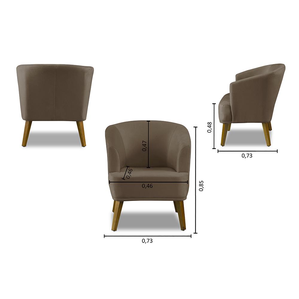 Kit 2 Poltronas Para Sala Decorativa Thais Suede Cappuccino Adonai Estofados