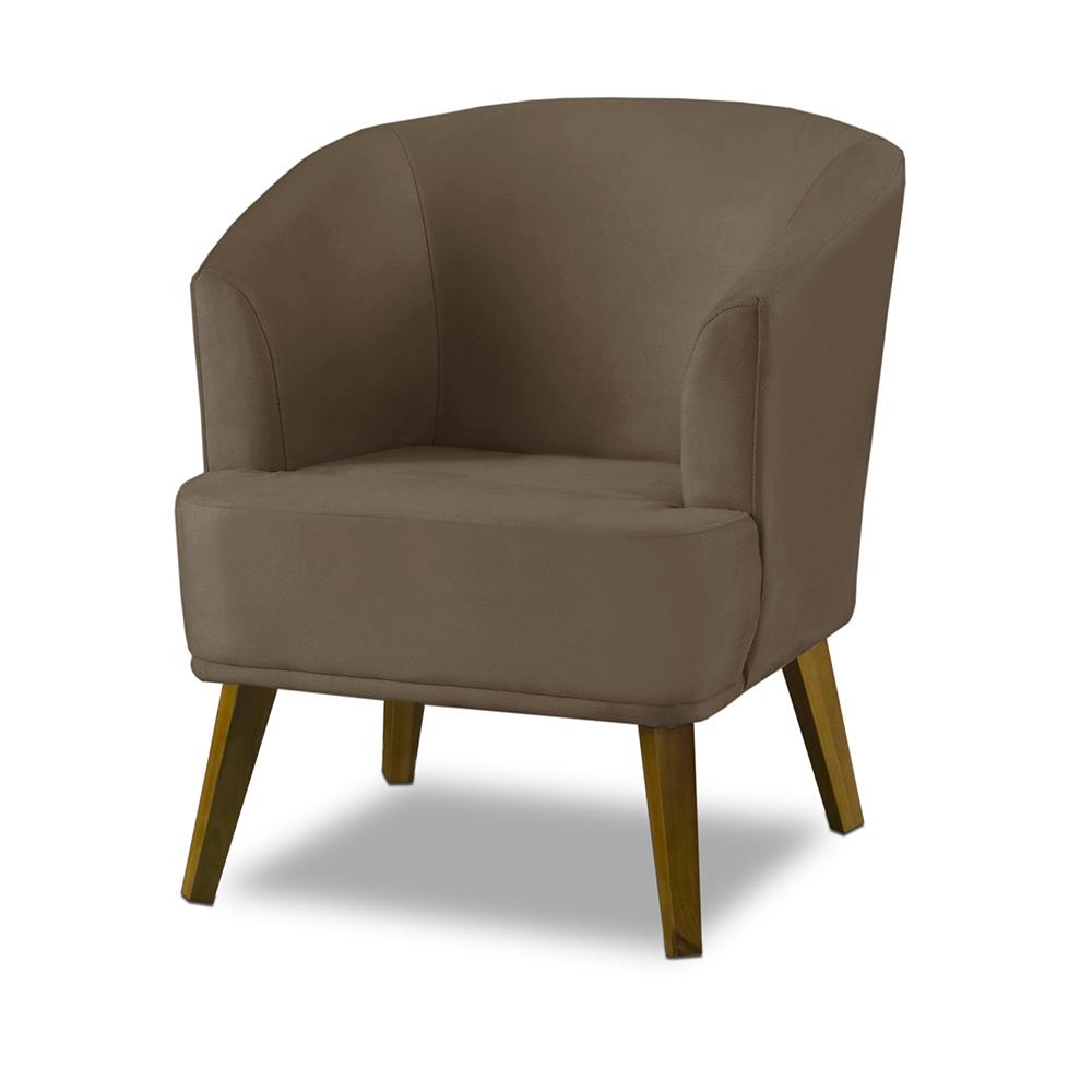 Kit 2 Poltronas Para Sala Decorativa Thais Suede Cappuccino Adonai Estofados