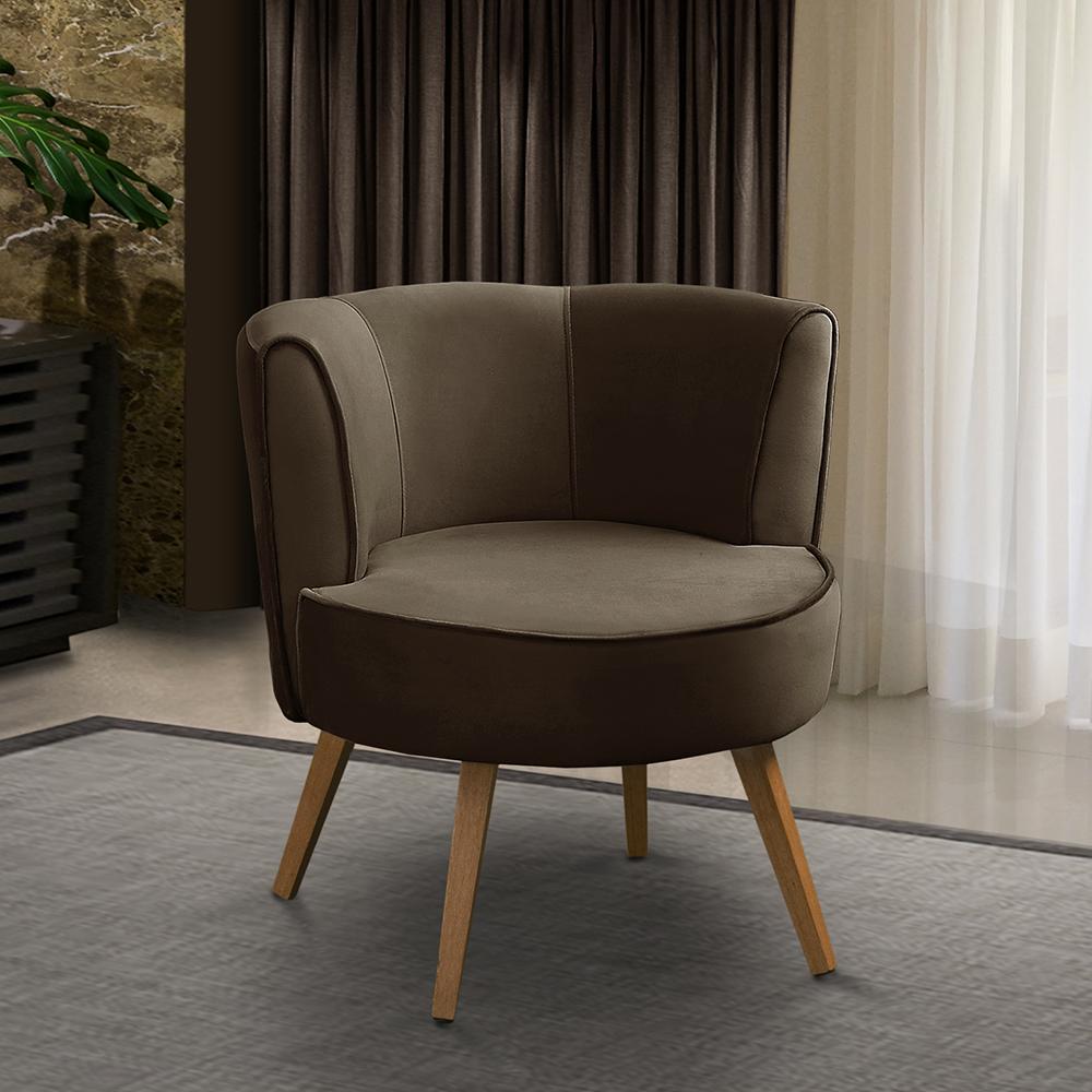 Poltrona Para Sala Decorativa Isa Suede Marrom Adonai Estofados