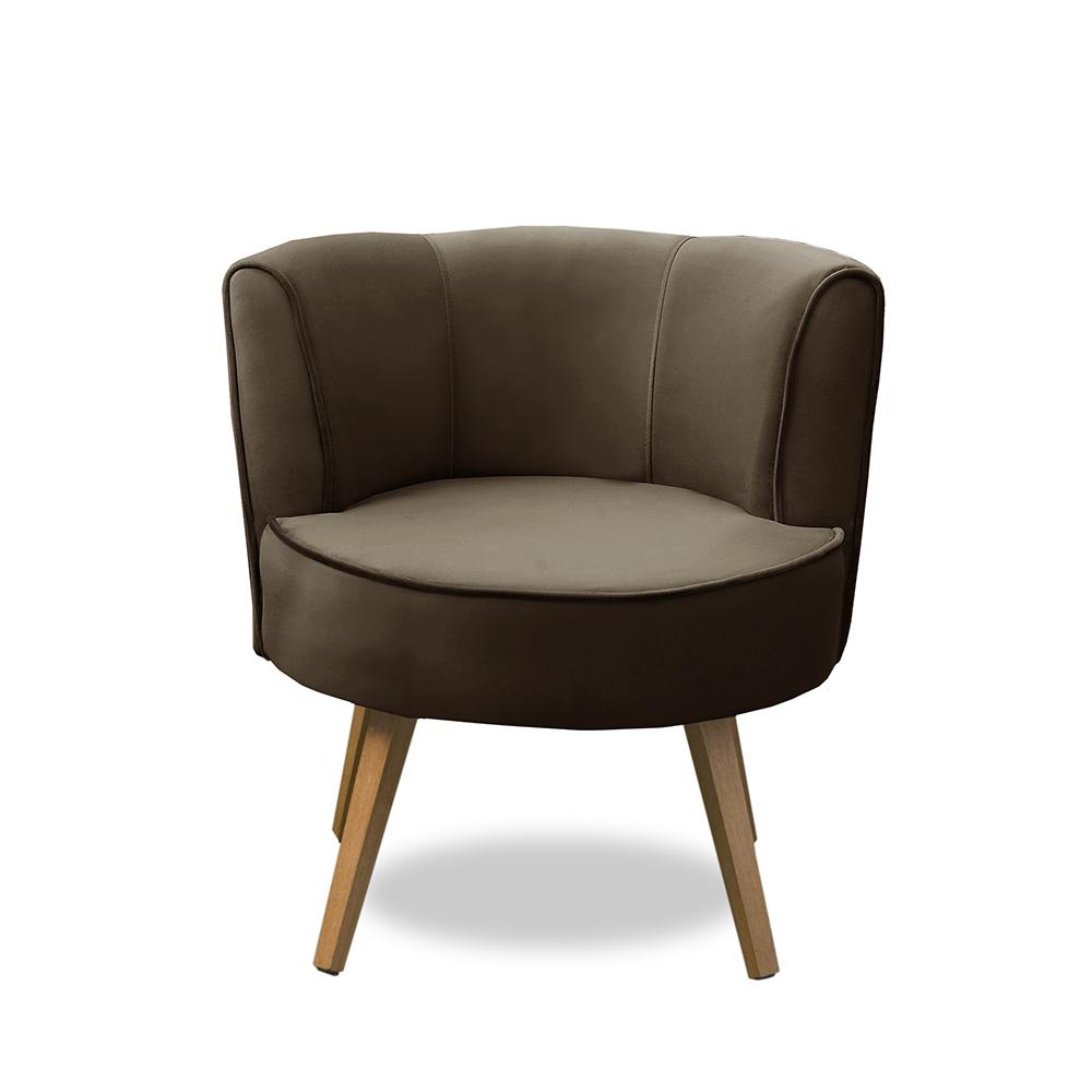 Poltrona Para Sala Decorativa Isa Suede Marrom Adonai Estofados