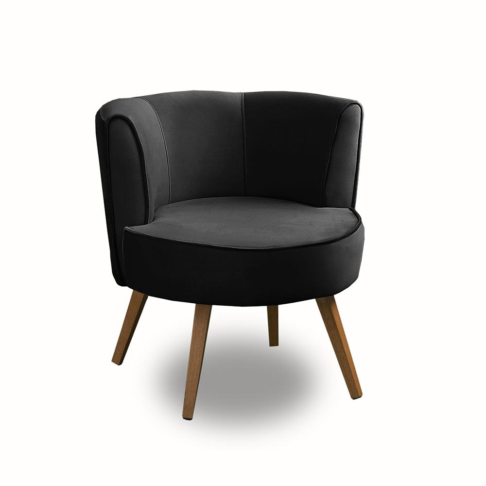Poltrona Para Sala Decorativa Isa Suede Preto Adonai Estofados