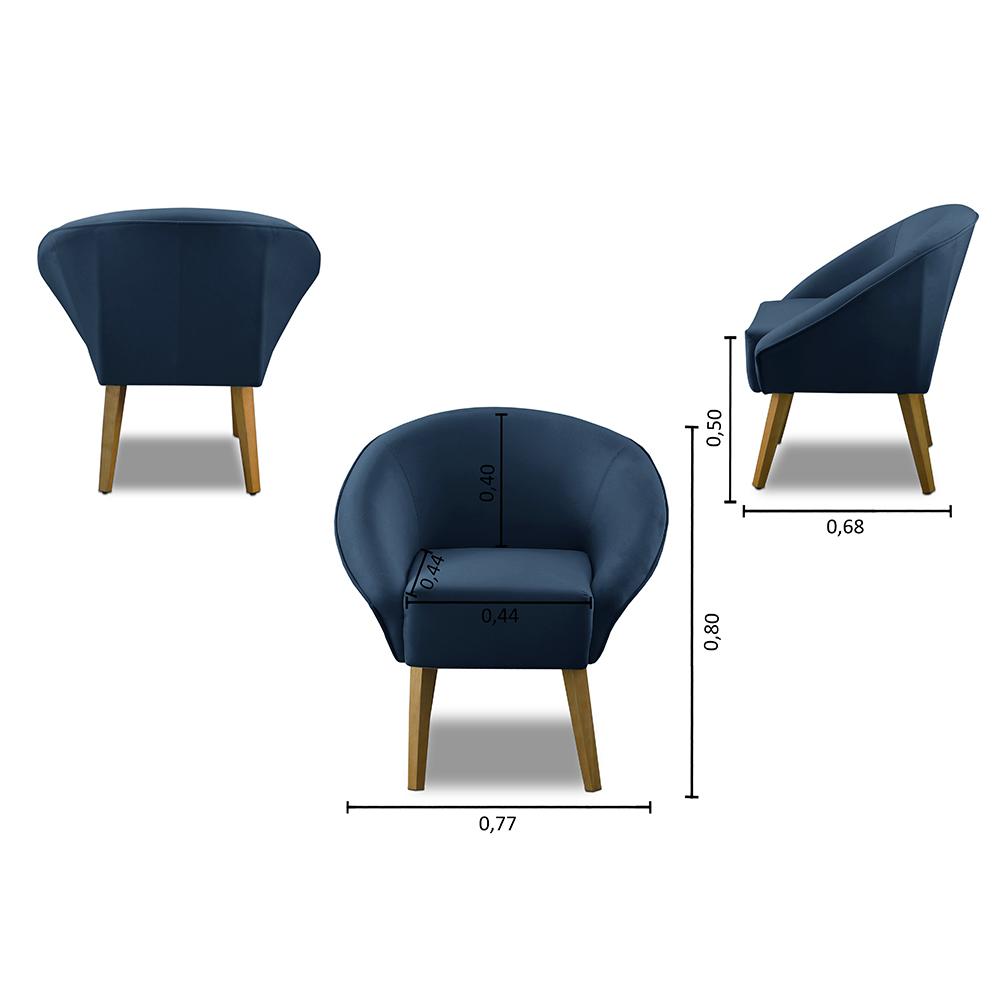 Poltrona Para Sala Decorativa Milena Veludo Azul Adonai Estofados
