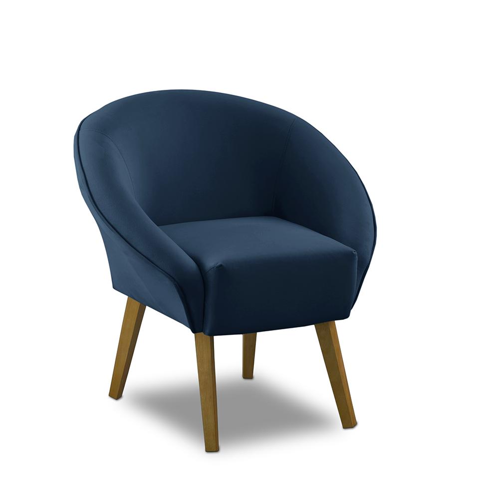 Poltrona Para Sala Decorativa Milena Veludo Azul Adonai Estofados
