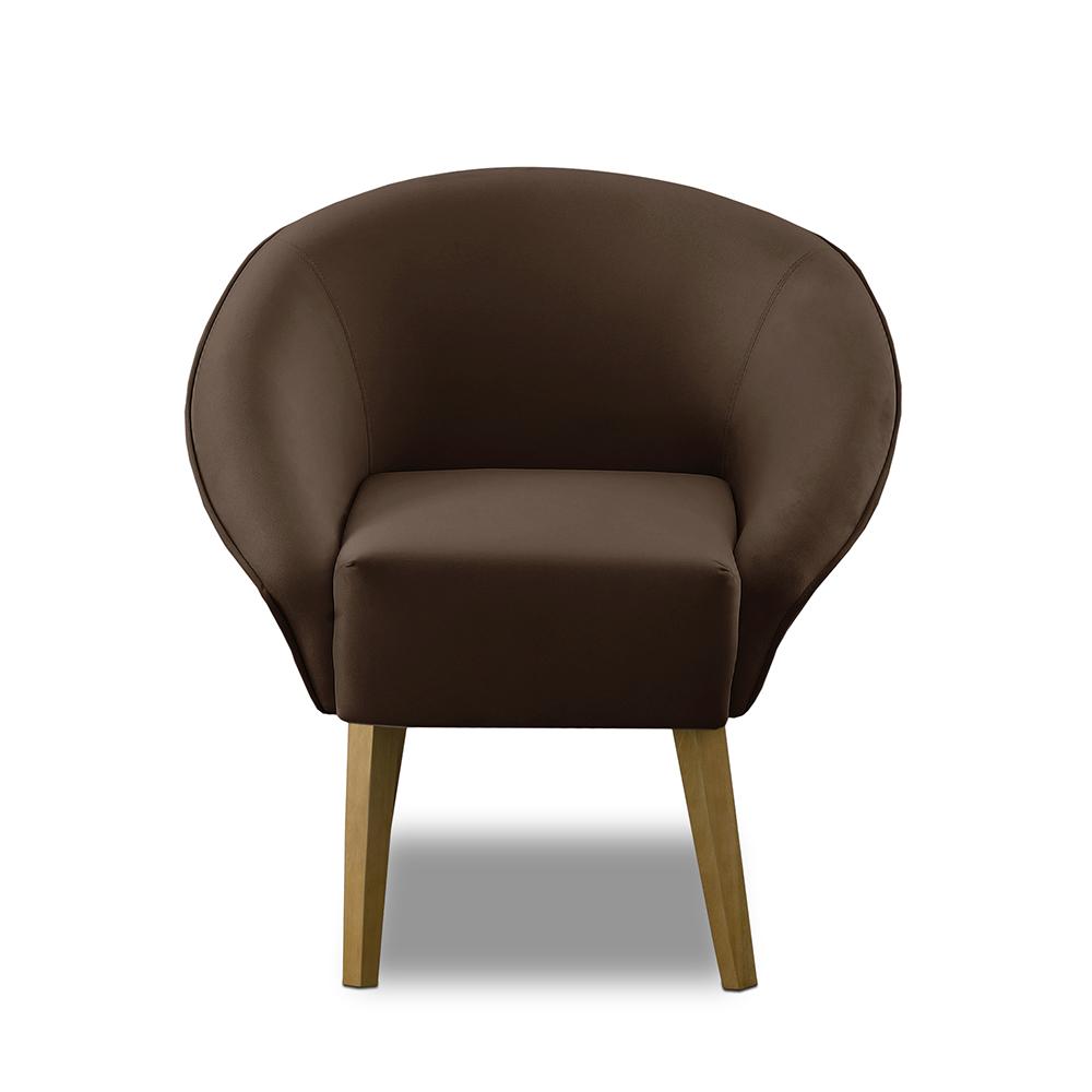 Poltrona Para Sala Decorativa Milena Veludo Marrom Adonai Estofados