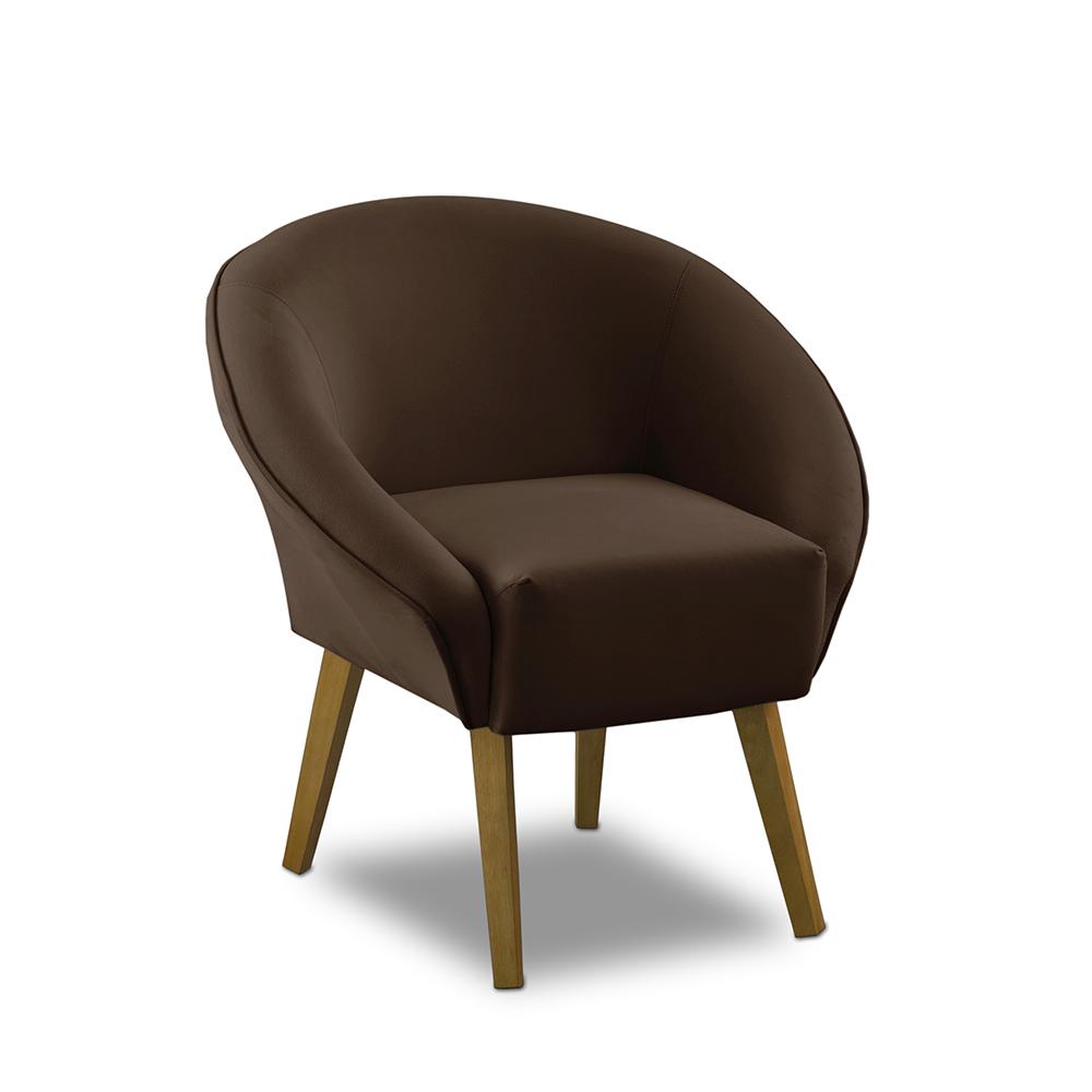 Poltrona Para Sala Decorativa Milena Veludo Marrom Adonai Estofados