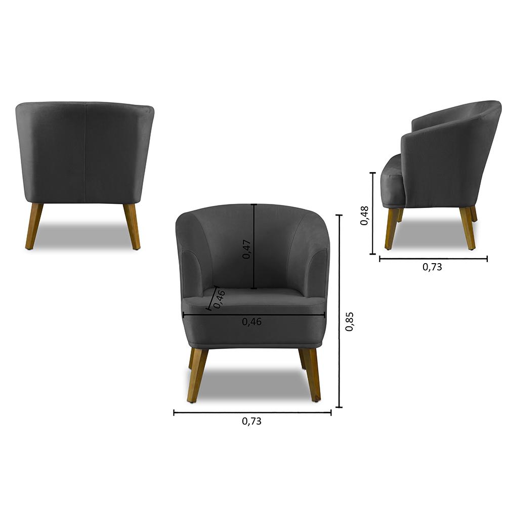 Poltrona Para Sala Decorativa Thais Suede Cinza Adonai Estofados