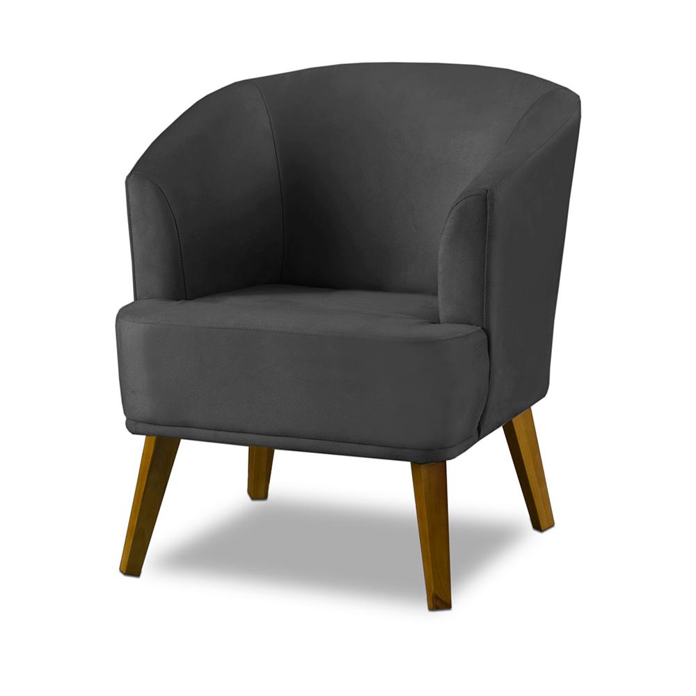Poltrona Para Sala Decorativa Thais Suede Cinza Adonai Estofados