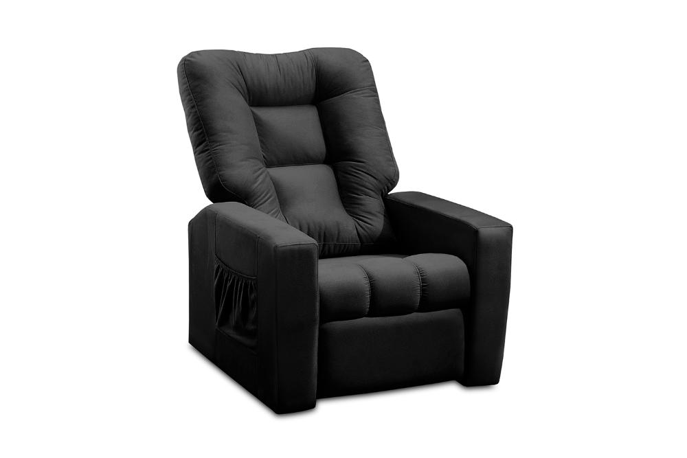 Poltrona do Papai Reclinável Itália Suede Preto Adonai Estofados