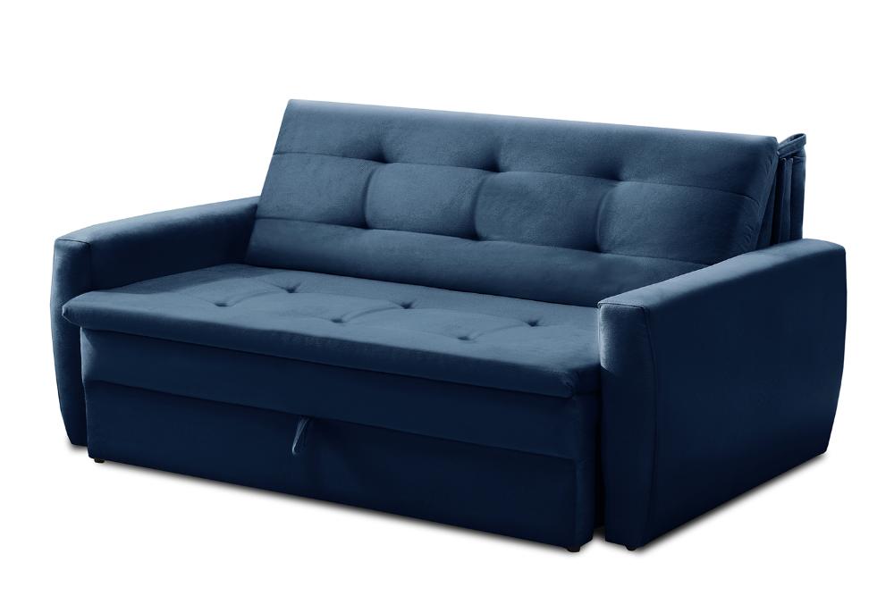 Sofá Cama Jade 1,36m Suede Azul Adonai Estofados