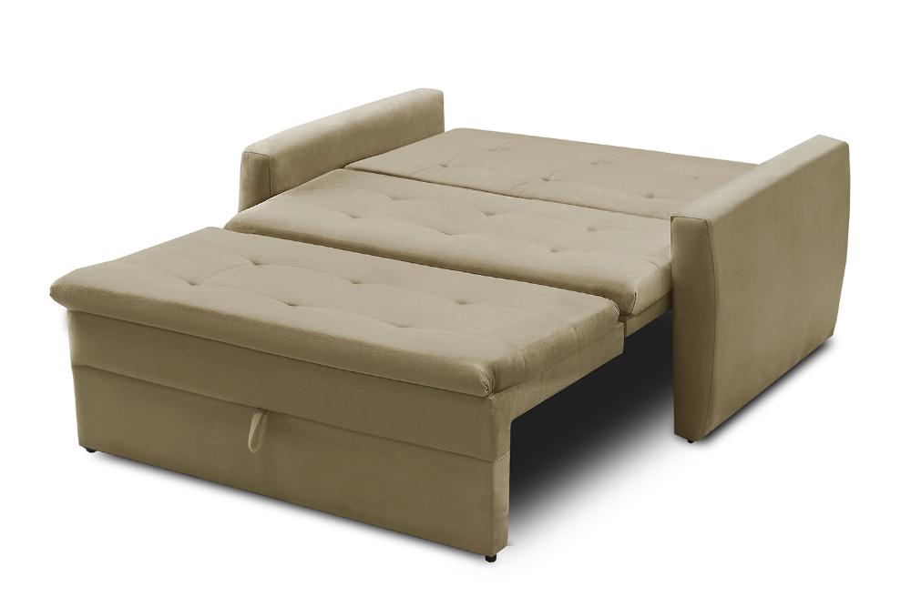 Sofá Cama Jade 1,36m Suede Bege Adonai Estofados