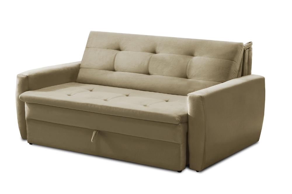 Sofá Cama Jade 1,36m Suede Bege Adonai Estofados