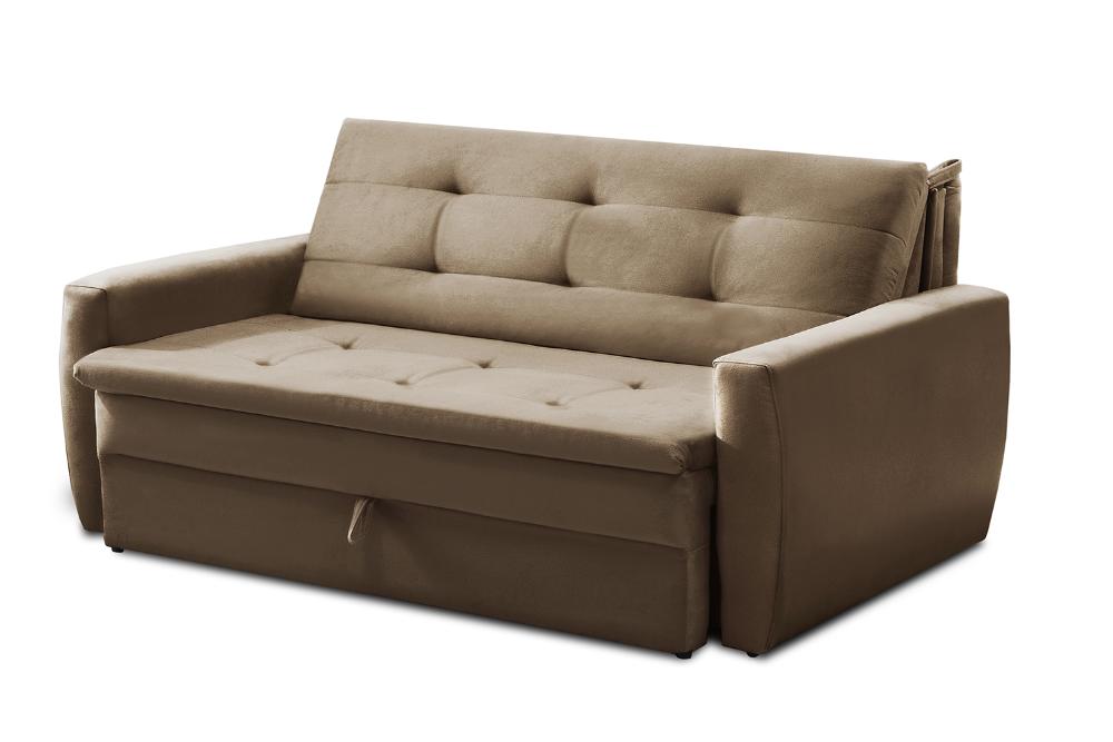 Sofá Cama Jade 1,36m Suede Cappuccino Adonai Estofados