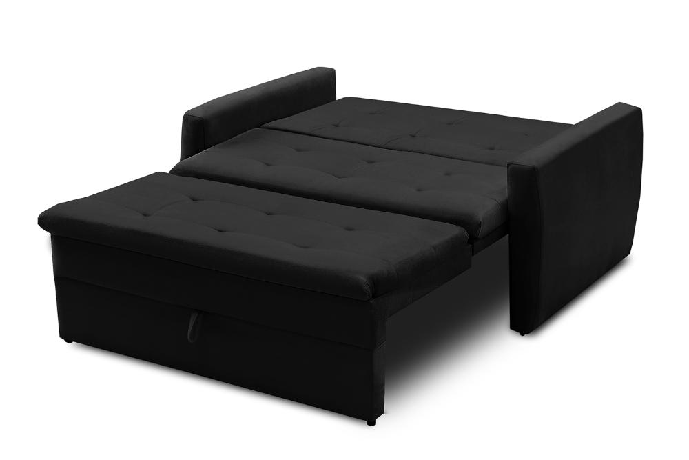 Sofá Cama Jade 1,36m Suede Preto Adonai Estofados