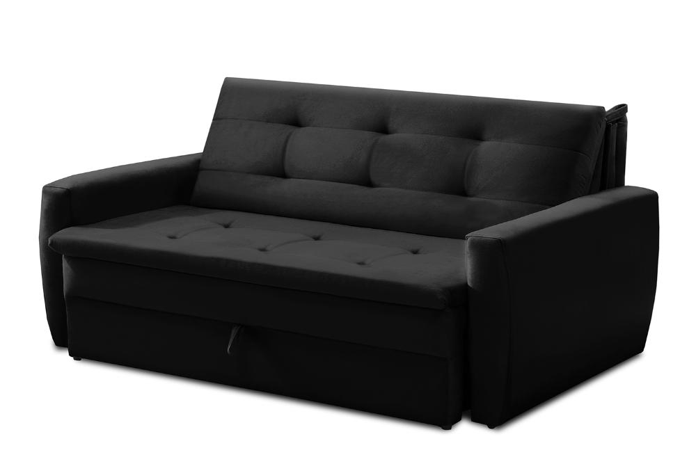 Sofá Cama Jade 1,36m Suede Preto Adonai Estofados