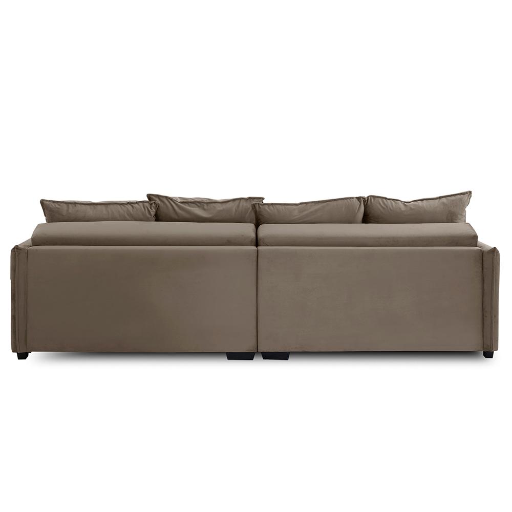 Sofá Cama Retrátil e Reclinável 2,50m com Molas Carol Veludo Cappuccino Adonai Estofados