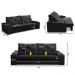 Sofá Retrátil Reclinável 3 lugares 2,00m com Porta Copos e USB Helena Suede Preto Adonai Estofados