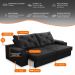 Sofá Retrátil Reclinável 3 lugares 2,00m com Porta Copos e USB Helena Suede Preto Adonai Estofados