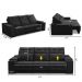 Sofá Retrátil Reclinável 3 lugares 2,10m com Porta Copos e USB Hannah Suede Preto Adonai Estofados