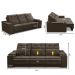 Sofá Retrátil Reclinável 3 lugares 2,30m com Porta Copos e USB Hannah Suede Marrom Adonai Estofados