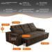 Sofá Retrátil Reclinável 3 lugares 2,30m com Porta Copos e USB Hannah Suede Marrom Adonai Estofados
