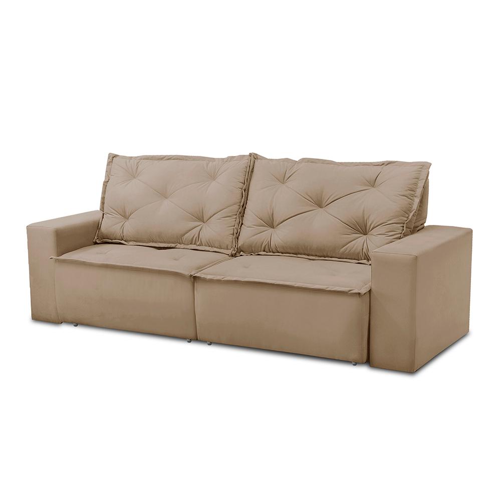 Sofá Retrátil e Reclinável 2 lugares com Molas 1,50m Ana Suede Cappuccino Adonai Estofados