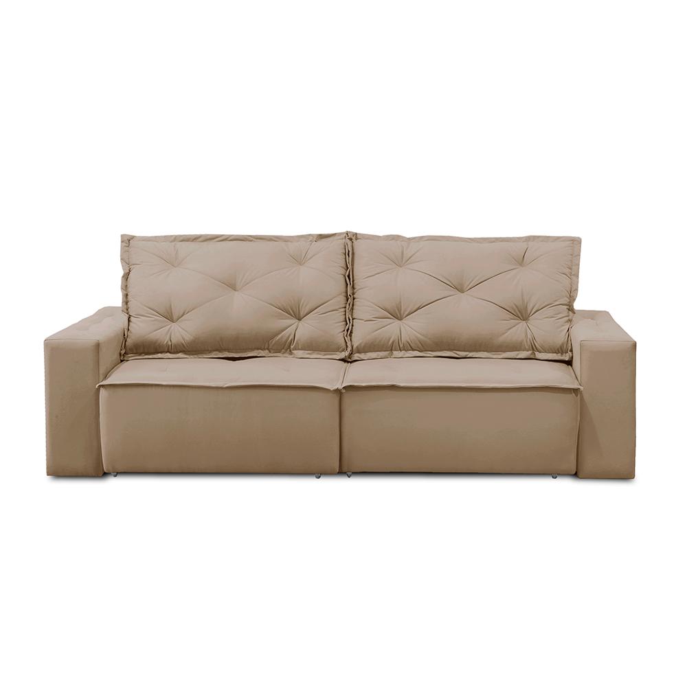Sofá Retrátil e Reclinável 2 lugares com Molas 1,50m Ana Suede Cappuccino Adonai Estofados