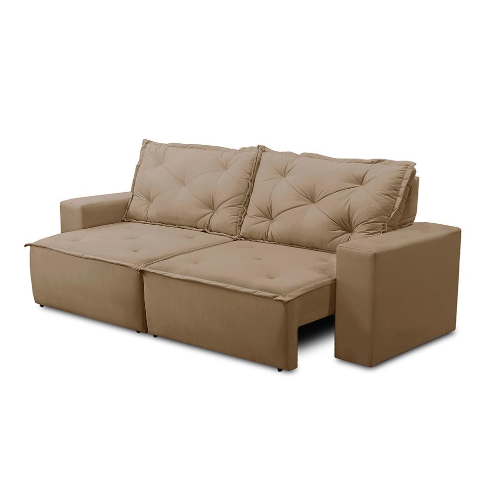 Sofá Retrátil e Reclinável 2 lugares com Molas 1,50m Ana Suede Cappuccino Adonai Estofados