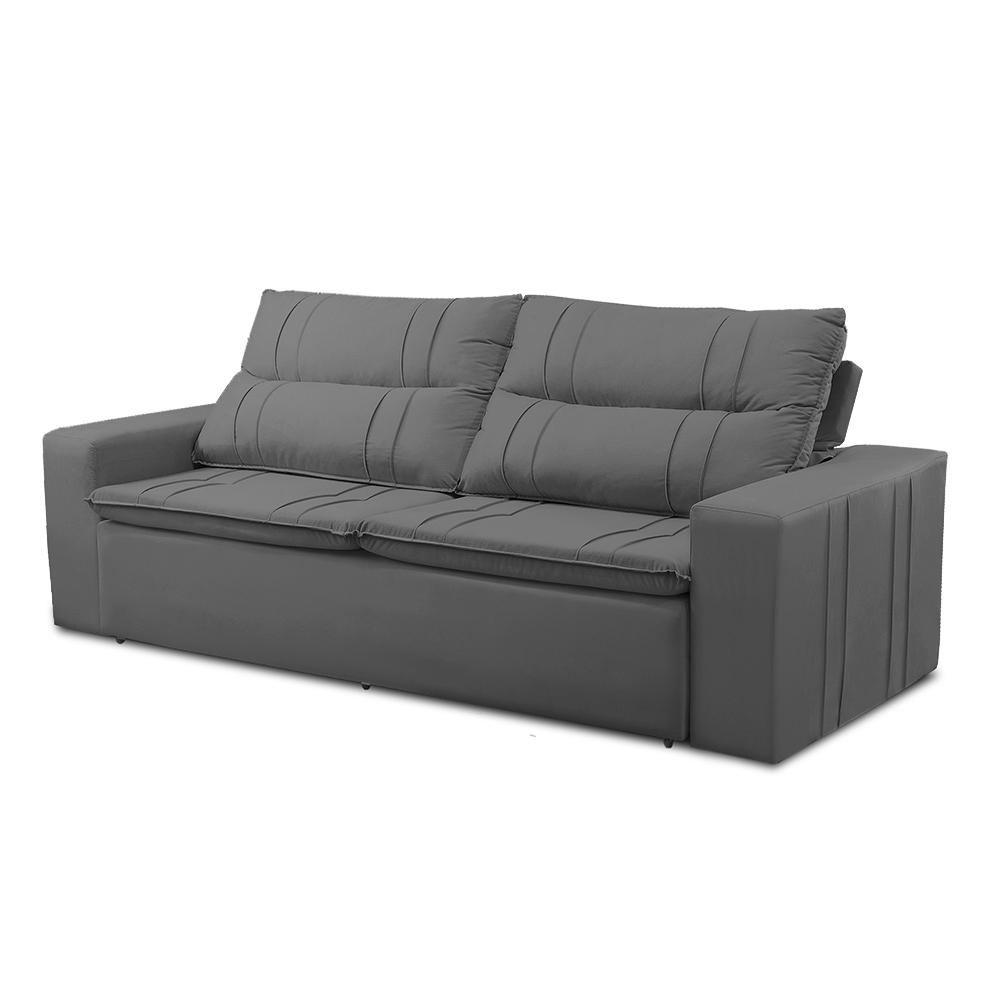 Sofá Retrátil e Reclinável 2 lugares com Molas 1,50m Ester Suede Cinza Adonai Estofados