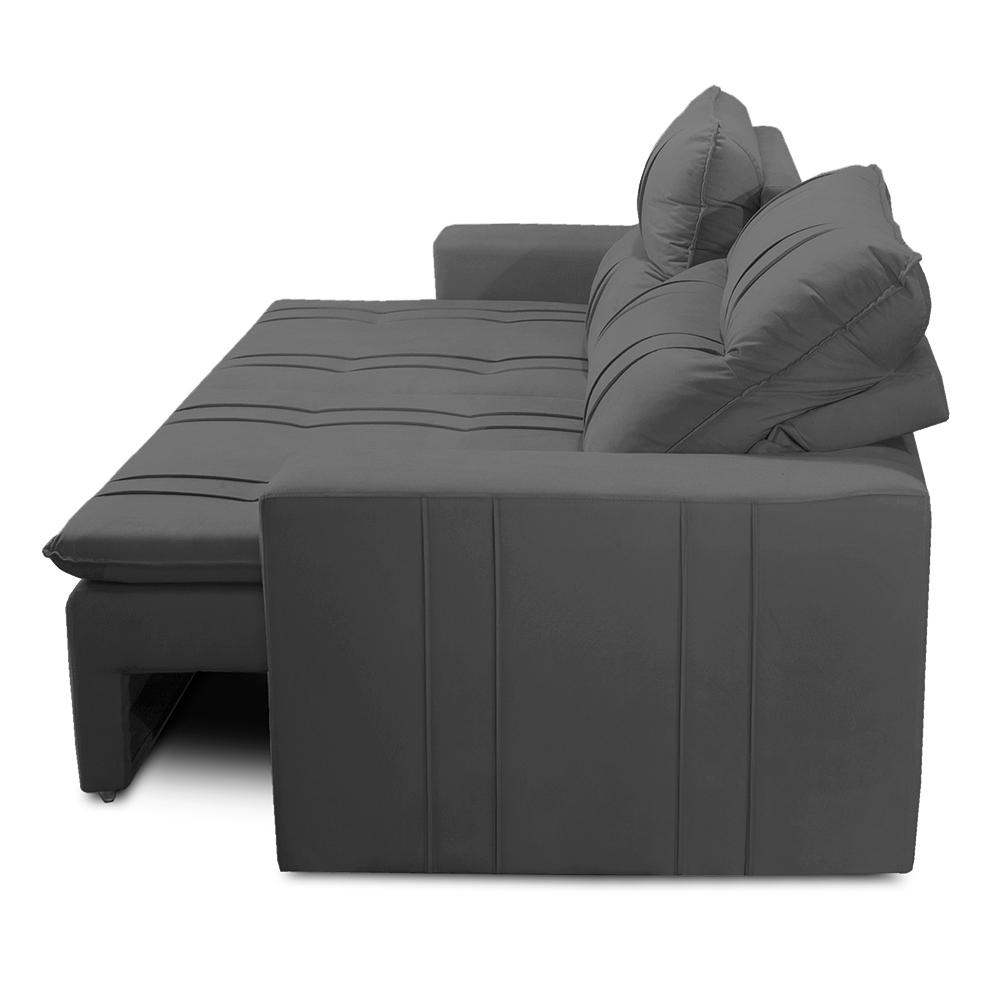 Sofá Retrátil e Reclinável 2 lugares com Molas 1,50m Ester Suede Cinza Adonai Estofados