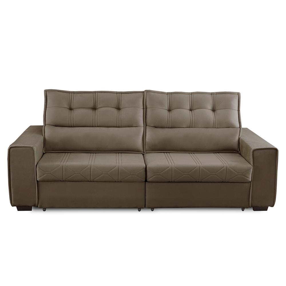 Sofá Retrátil e Reclinável 3 Lugares com Molas 2,10m Camila Suede Cappuccino Adonai Estofados