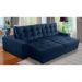 Sofá Retrátil e Reclinável 3 Lugares com Molas 2,10m Duda Suede Azul Adonai Estofados
