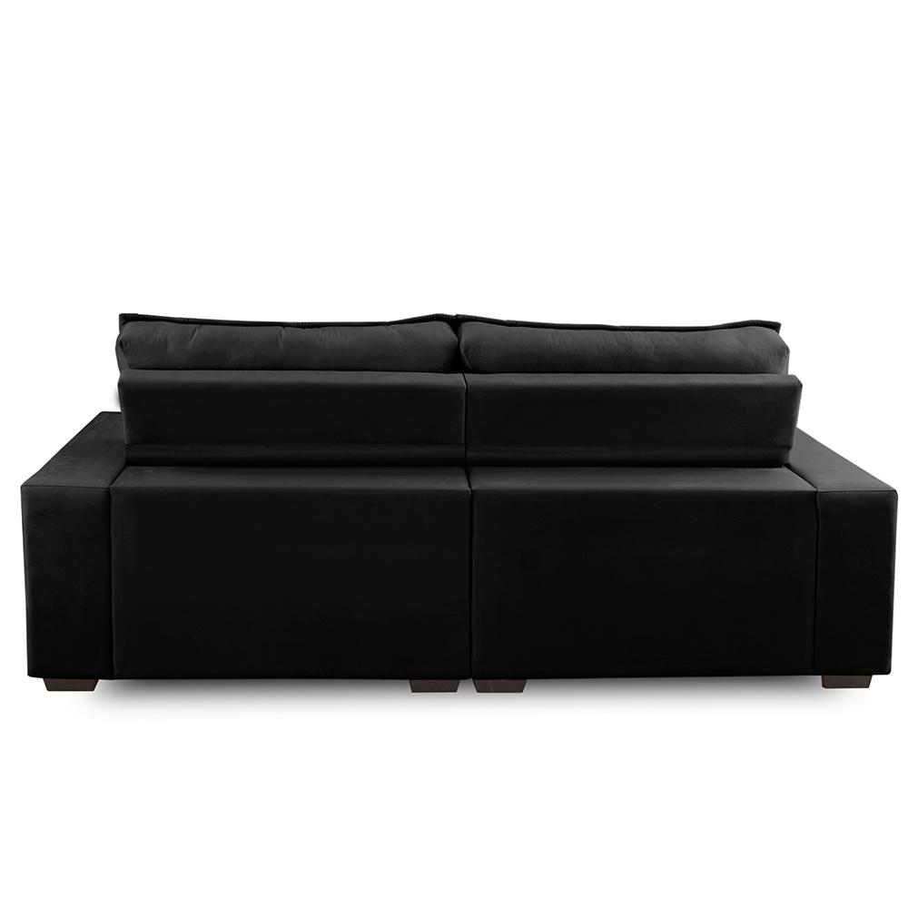 Sofá Retrátil e Reclinável 3 Lugares com Molas 2,30m Camila Suede Preto Adonai Estofados