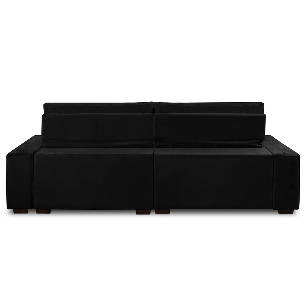 Sofá Retrátil e Reclinável 3 Lugares com Molas 2,30m Duda Suede Preto Adonai Estofados