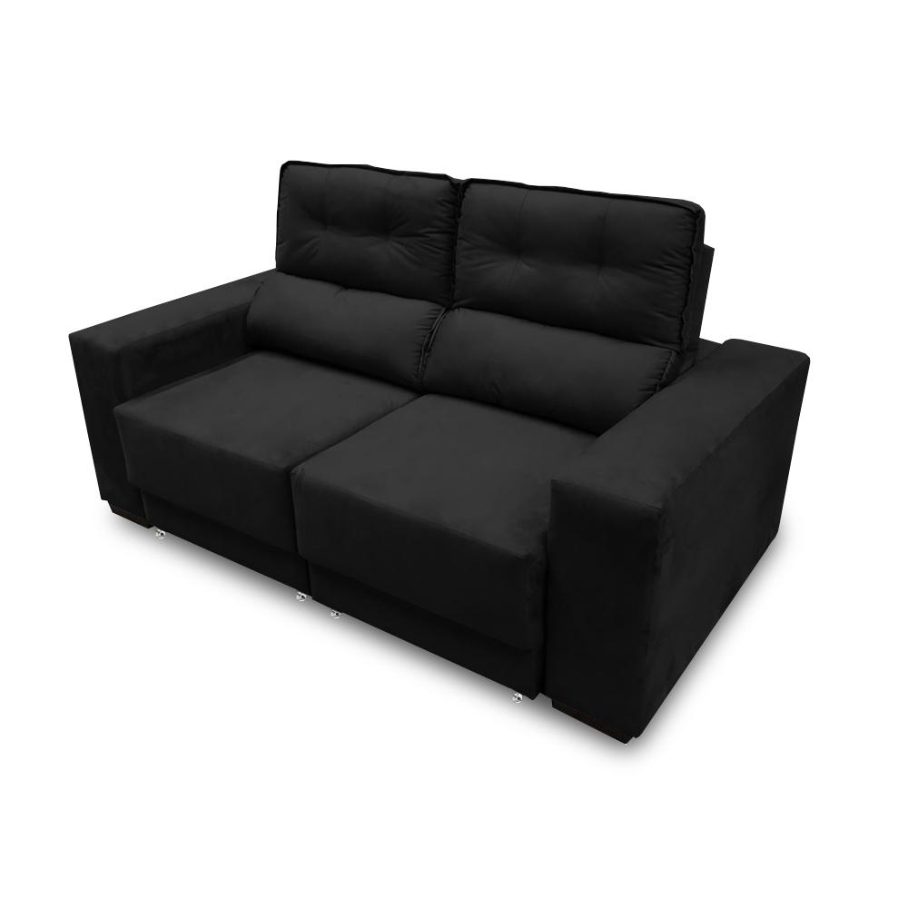 Sofá Retrátil e Reclinável 3 lugares 1,80m Rubia Suede Preto