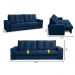 Sofá Retrátil e Reclinável 3 lugares 2,30m com Molas Marcela Suede Azul Adonai Estofados