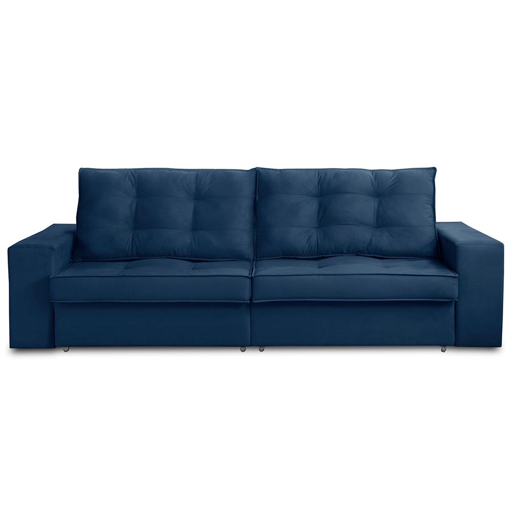 Sofá Retrátil e Reclinável 3 lugares 2,30m com Molas Marcela Suede Azul Adonai Estofados