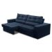 Sofá Retrátil e Reclinável 3 lugares 2,30m com Molas Mirela Suede Azul Adonai Estofados