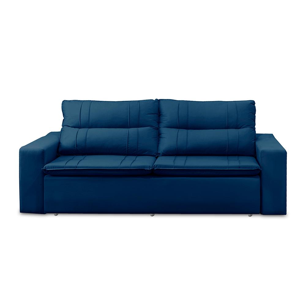 Sofá Retrátil e Reclinável 3 lugares com Molas 1,80m Ester Suede Azul Adonai Estofados