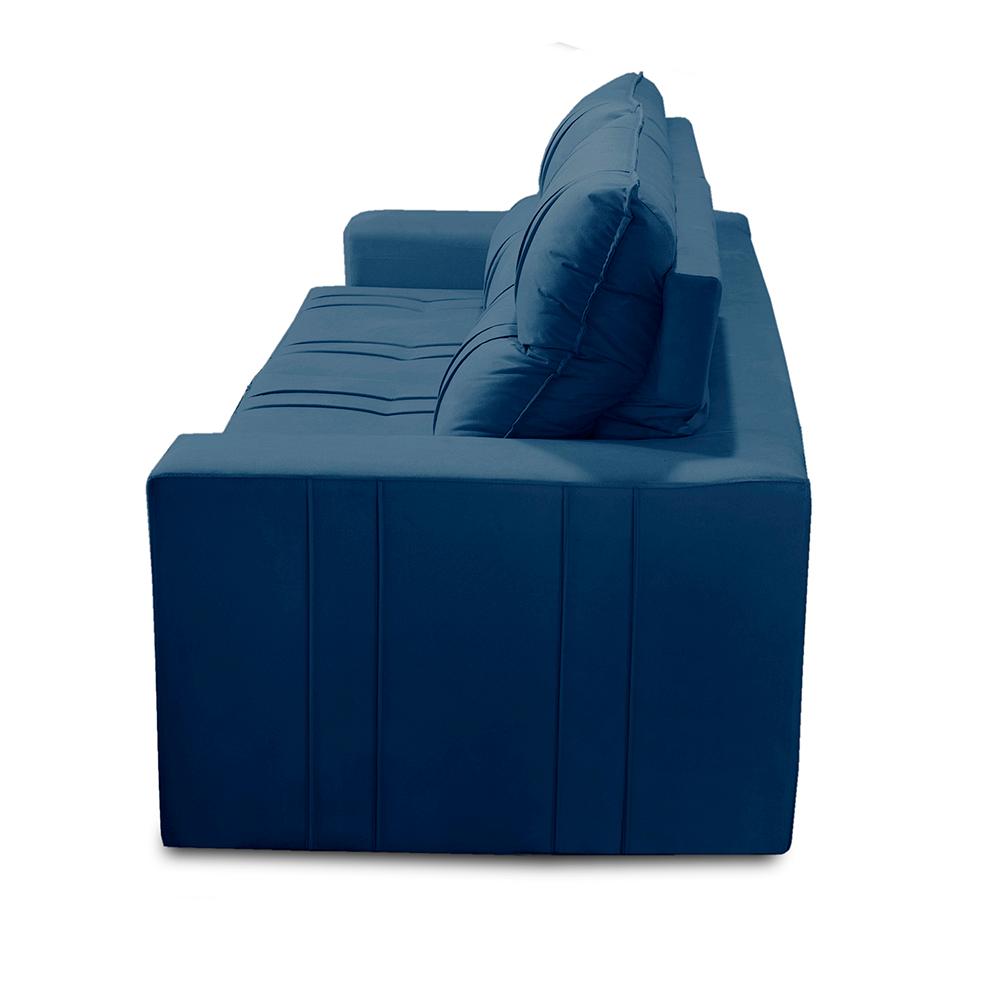 Sofá Retrátil e Reclinável 3 lugares com Molas 1,80m Ester Suede Azul Adonai Estofados